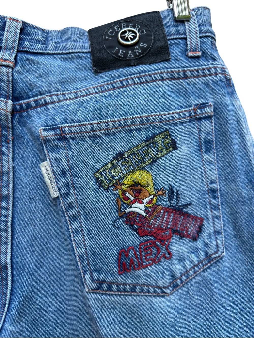 Grail Vintage 90s ICEBERG JEANS Mickey Mouse Embroidered Denim - Made in Italy